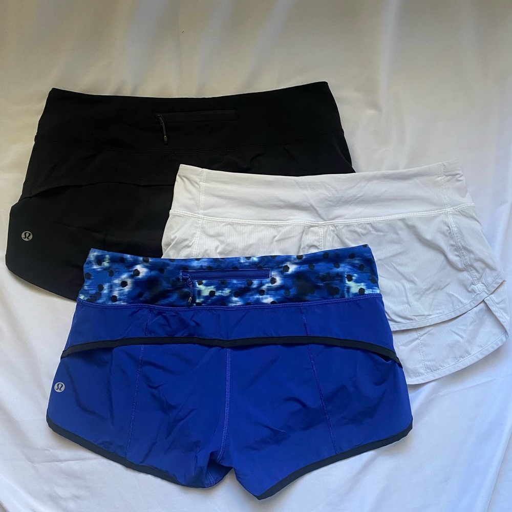 THREE Lululemon Athletica - Speed Up Low-Rise Lined Short 2.5". Size 6.